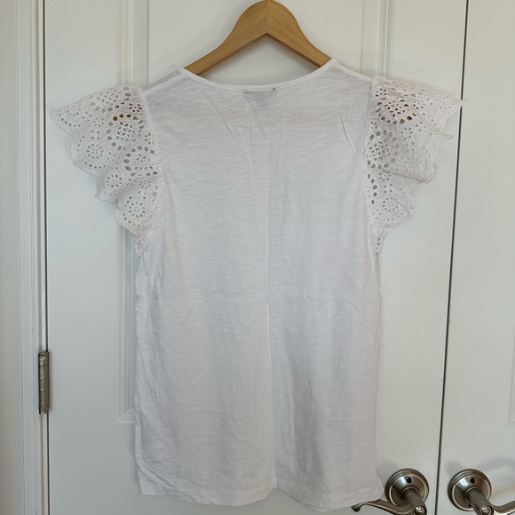 J.Crew Eyelet Lace Sleeve T-Shirt - Picture 7 of 9